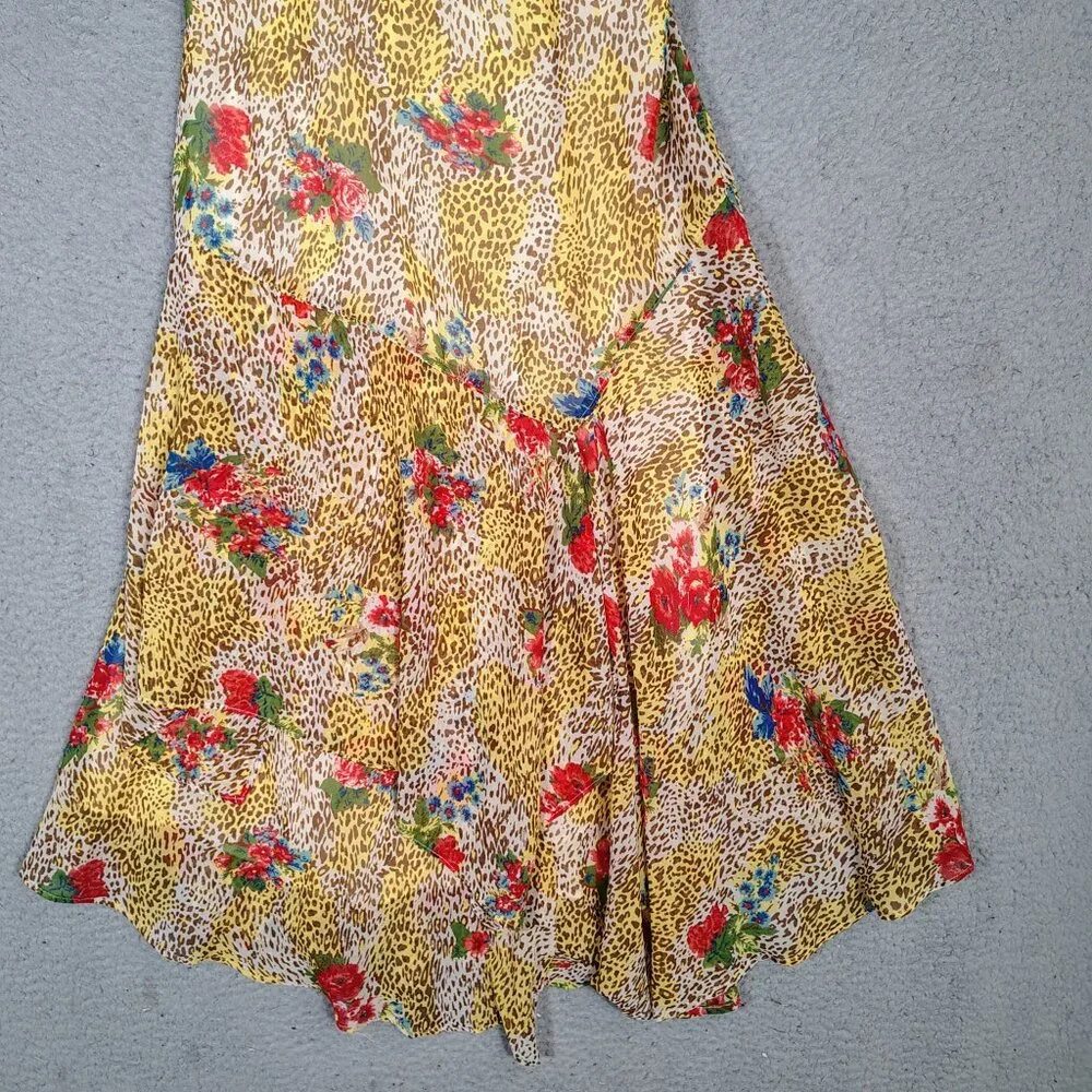 Urban Outfitters Maxi Dress Womens Small Yellow Multi Floral & Leopard Print NWT - Picture 7 of 14